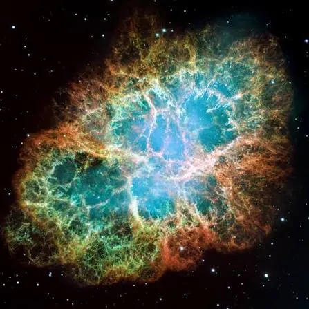 The Crab Nebula, remnant of a supernova explosion