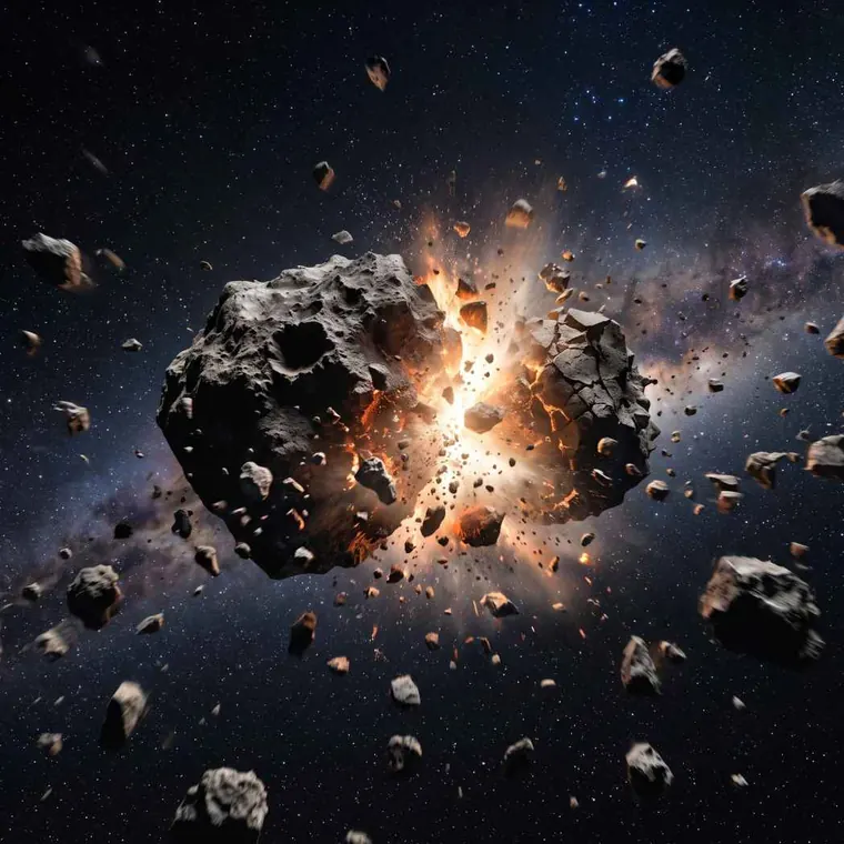 Artist's impression of a catastrophic asteroid collision